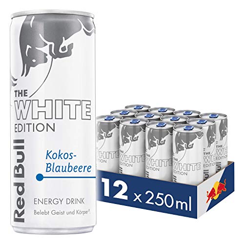 Red Bull Energy Drink Kokos-Blaubeere Dosen Getränke White Edition 12er Palette, EINWEG (12 x 250 ml) von Red Bull