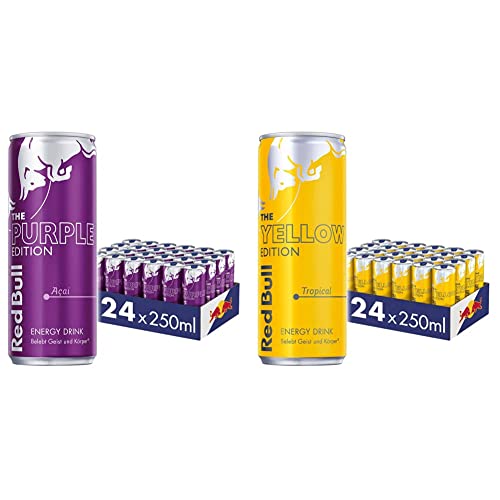 Red Bull Energy Drink Purple Edition - 24er Palette Dosen - Getränke mit Acai-Beere-Geschmack, EINWEG (24 x 250 ml) & Energy Drink Yellow Edition Getränke, Tropical, 24 x 250ml (EINWEG) von Red Bull