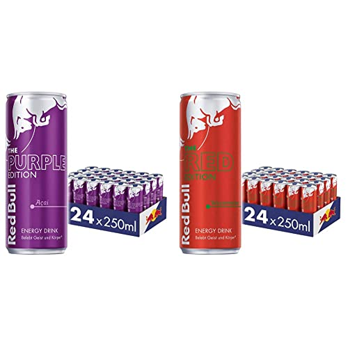 Red Bull Energy Drink Purple Edition - EINWEG (24 x 250 ml) & Energy Drink Red Edition - 24er Palette Dosen - Getränke mit Wassermelone-Geschmack, EINWEG (24 x 250 ml) von Red Bull