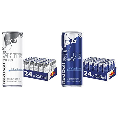 Red Bull Energy Drink White Edition, EINWEG (24 x 250 ml) & Energy Drink Blue Edition - 24er Palette Dosen - Getränke mit Heidelbeere-Geschmack, EINWEG (24 x 250 ml) von Red Bull