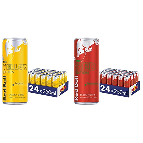Red Bull Energy Drink Yellow Edition - 24er Palette Dosen - Getränke mit Tropical-Geschmack, EINWEG & Energy Drink Red Edition - 24er Palette Dosen - Getränke mit Wassermelone-Geschmack, EINWEG von Red Bull
