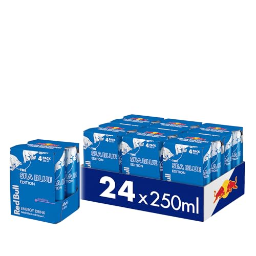 Red Bull Sea Blue Edition, 6x4er Pack Dosen, Getränke mit Juneberry Geschmack, EINWEG (24x250ML) von Red Bull