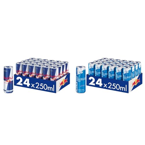Set: Red Bull Energy Drink - 24er Palette Dosen Getränke, EINWEG (24 x 250 ml) + Red Bull Energy Drink Sea Blue Edition Juneberry - 24er Palette Dosen Getränke, EINWEG (24 x 250 ml) von Red Bull