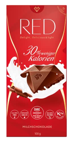 RED Milchschoklade ohne Zuckerzusatz -gesüßt mit Maltit- kalorienreduzierte Vollmilchschokolade (100g) von Red Delight