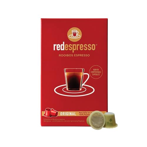 Red Espresso Rooibos (Rotbusch) Tee (10 Kompostierbar Kapseln) - kompatibel mit Nespresso, 100 % Natürlich, Vegan, Glutenfrei, Ohne Zuckerzusatz von Red Espresso