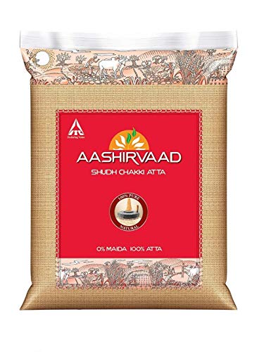 Aashirvaad Atta | 100% Atta | Traditionelles Chakki Mahlprozess | Auserlesene Körner | Gesunde Güte | Hochwertige Chakki Atta | Vollkornweizen | Vegetarisch | 10KG Beutel von Red Rickshaw