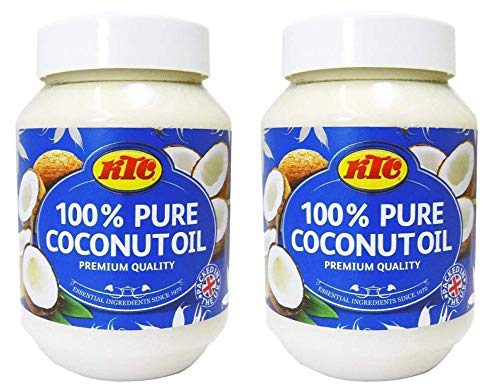 KTC 100% Pure Coconut Multipurpose Oil 500ml Jar - for Hair, Cooking, Moisturiser Use & Indian Curries - 2 Pack von Red Rickshaw