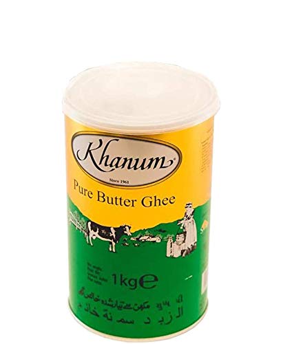 Khanum Butter Ghee | Butterreinfett | Geheimzutat für die indische Küche | Ideal zum Sautieren, Schmoren, Braten und Frittieren Alles natürlich | Laktosefrei | Paleo | Salzfrei | 1kg Dose von Red Rickshaw