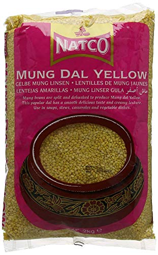Natco Mung Dal Gelbe Bohnen für Suppen, Eintöpfe, Aufläufe und Gemüsegerichte - 2kg Beutel von Red Rickshaw