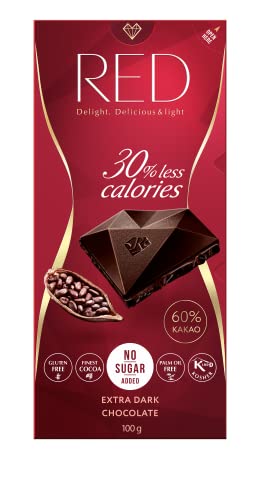 RED Extra Dunkle Schokolade ohne Zuckerzusatz -gesüßt mit Maltit- kalorienreduziert (100g) von Red delight