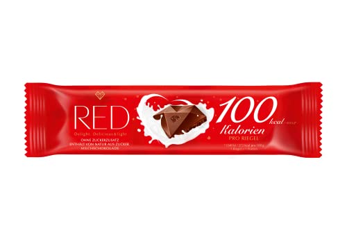 RED Riegel Milchschokolade ohne Zuckerzusatz -gesüßt mit Erythrit und Maltit- kalorienreduziert (26g) von Red delight