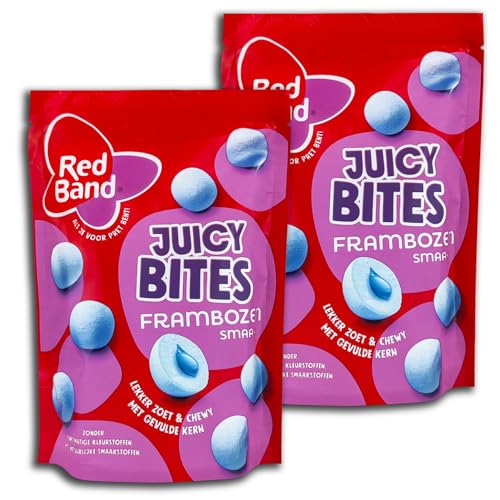 2 er Pack Red Band Juicy Bites Frambozen 2 x 145g Kaubonbons mit flüssigem Kern und Blaubeergeschmack von RedBand