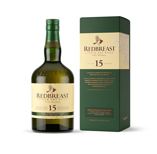 Redbreast 15 Jahre Single Pot Still Irish Whiskey – Kraftvolle Whiskey-Komposition aus Irland – 1 x 0,7 l von Redbreast