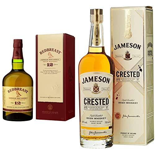 Redbreast 12 Jahre Single Pot Still Irish Whiskey – 1 x 0,7 l & Jameson Crested Ten Blended Irish Whiskey – Blended Irish Whiskey aus Ex-Bourbonfässern und Ex-Sherry Butts –1 x 0,7 l von Redbreast