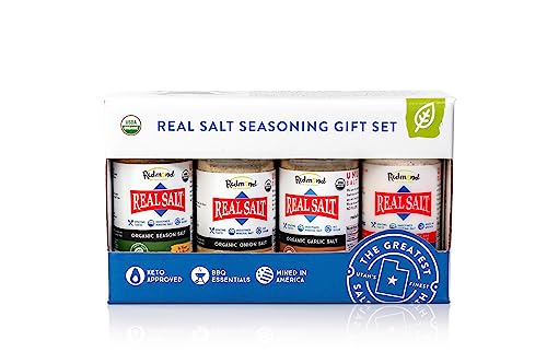 REDMOND Real Salt + Real Salt Seasoning Geschenke Set 4 x113g Streuer - natürliches Speisesalz und leckere Gewürzsalze in einem Set, aus altem Ur-Meer in Utah, reich an Mineralien REDMOND Real Salt + Real Salt Seasoning Geschenke Set 4 x113g Streuer - natürliches Speisesalz und leckere Gewürzsalze in einem Set, aus altem Ur-Meer in Utah, reich an Mineralien von Redmond