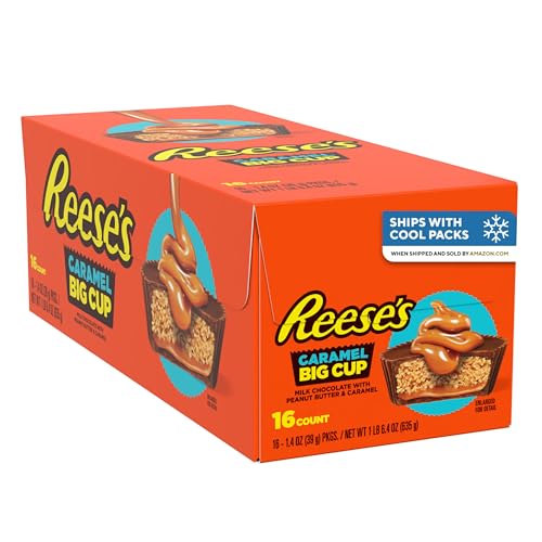 REESE'S Big Cup Karamell-Milchschokolade, Erdnussbutter-Becher, Bonbonpackungen, 40 ml, 16 Stück von Reese's