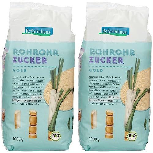 Reformhaus Rohrohrzucker Bio, 1 kg (Packung mit 2) von Reformhaus