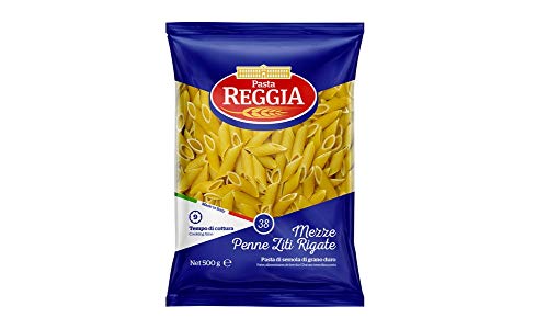 10x Pasta Reggia Mezze Penne Ziti Rigate N°38 Hartweizengrieß Pasta 100% Italienische Pasta Packung mit 500g von Reggia