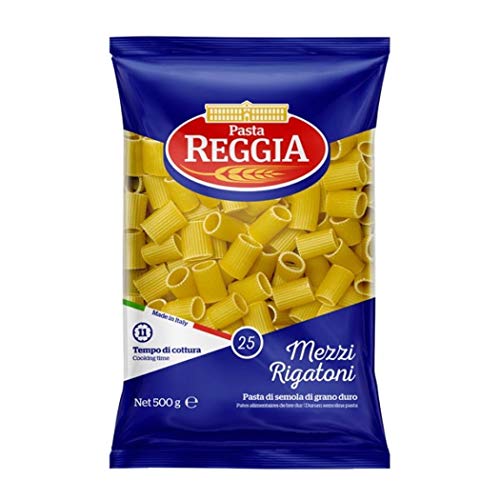10x Pasta Reggia Mezzi Rigatoni N°25 Hartweizengrieß Pasta Packung mit 500g von Reggia