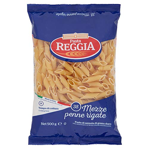 Pasta Reggia Mezze Penne Ziti Rigate N°38 Hartweizengrieß Pasta 100% Italienische Pasta Packung mit 500g von Reggia