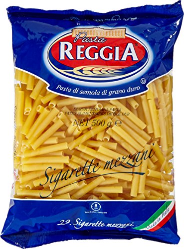 Pasta Reggia Sigarette Mezzani N°29 Hartweizengrieß Pasta 100% Italienische Pasta Packung mit 500g von Reggia
