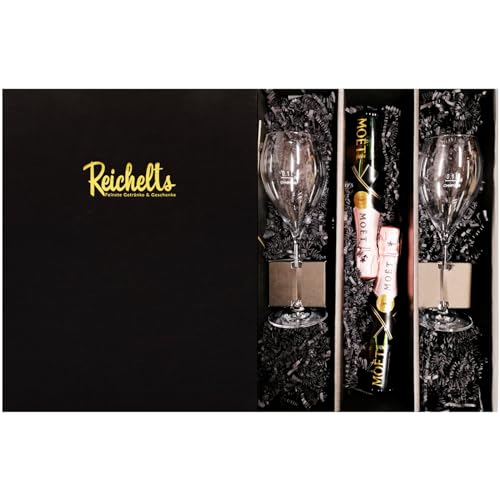 2 x Moet & Chandon Imperial Rose Champagner mini 0,2 l 12% + 2 x Reichelts Champagnerglas als Geschenkset in Präsentbox by Reichelts von Reichelts