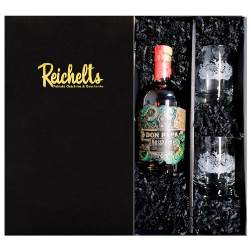 Don Papa Masskara Rum 0,7 l 40% + 2 x original Don Papa Glas als Geschenkset in Präsentbox by Reichelts von Reichelts