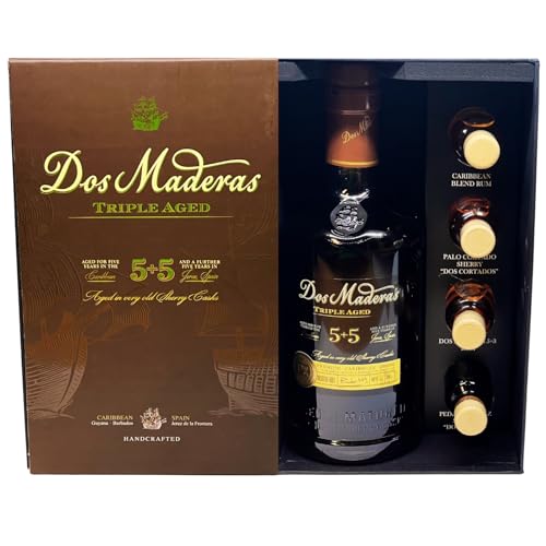 Dos Maderas Tripple Aged 5+5 PX 0,7 l 40% Rum + 4 x Mini 22 ml Tasting Set | 2 x Sherry + 2 x Rum in Geschenkverpackung by Reichelts von Reichelts