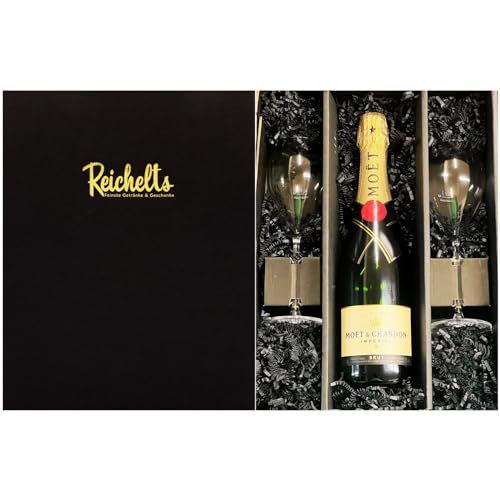 Moet & Chandon Imperial Brut Champagner 0,75 l 12% + 2 x Reichelts Champagnerglas als Geschenkset in Präsentbox by Reichelts von Reichelts