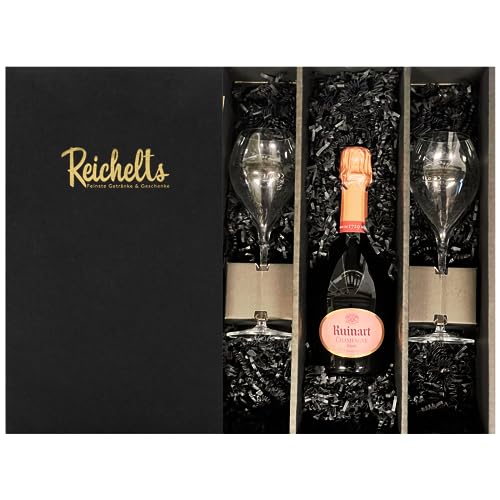 Ruinart Champagner Rose Brut 0,375 l 12,5% + 2 x original Ruinart Glas als Geschenkset in Präsentbox by Reichelts von Reichelts