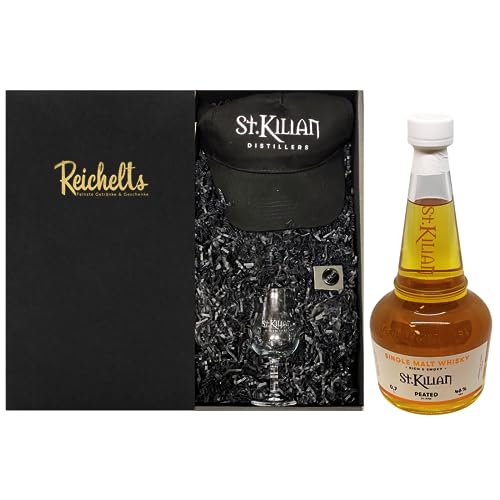 St. Kilian Single Malt Whisky Peated Rich & Smoky 0,7 l 46% + 1 x St. Kilian Tasting Glas + 1 x St. Kilian Cap + 1 x St. Kilian Button als Geschenkset in Präsentbox by Reichelts von Reichelts