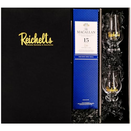 The MACALLAN Double Cask 15 Jahre 43% 0,7 l Single Malt Whisky + 2 x Reichelts The Glencairn Tasting Glas als Geschenkset in Präsentbox by Reichelts von Reichelts
