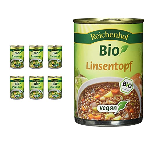 Reichenhof Bio Erbsen-Eintopf vegan, 6er Pack (6 x 400 g) & Bio Linsen-Eintopf - vegan, 6er Pack (6 x 400 g) von Reichenhof