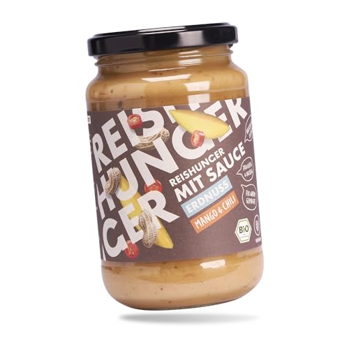 REISHUNGER BIO Erdnuss Sauce mit Mango & Chili, 3x325 ml - Vegan & Glutenfrei - Ideal zu Reis, Pasta oder Curry von Reishunger