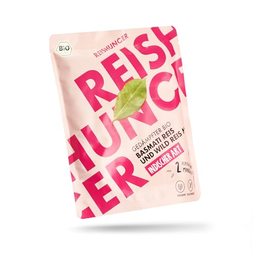 REISHUNGER BIO Mikrowellen Reis Basmati Wild Reis Mix (12 x 250g) - Auch in 6 x 250g verfügbar - Express Reis fertig in 2 Minuten - von Natur aus vegan, Glutenfrei & 100% Sortenrein von Reishunger