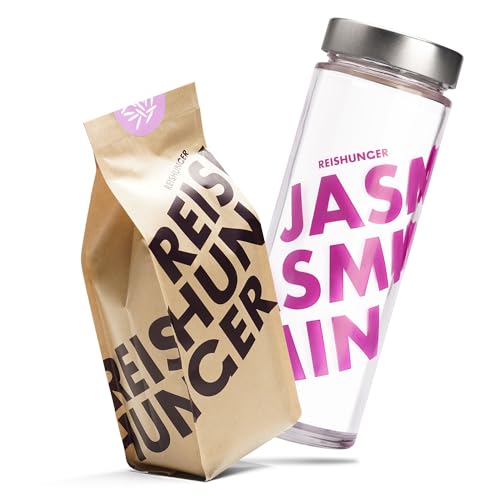 REISHUNGER BIO Jasmin Reis, 600 g inkl. Reisglas für praktische Aufbewahrung, pink von Reishunger