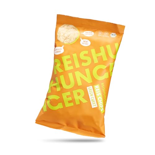 REISHUNGER Bio Reis Chips Green Curry - 4er Vorteilspaket (4 x 50 g) von Reishunger