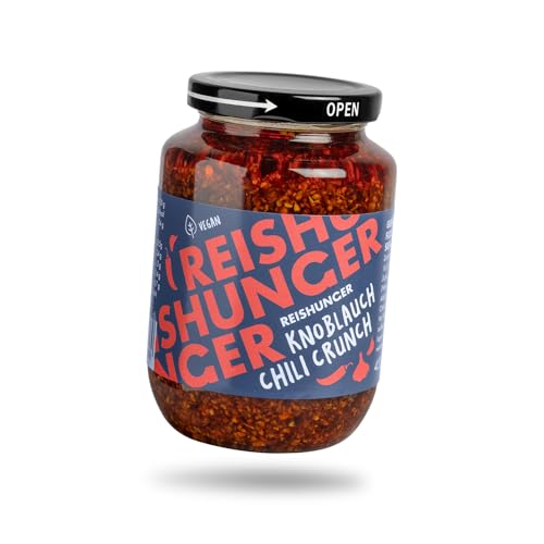 REISHUNGER Knoblauch Chili Crunch, 455 g – fertiges mild-scharfes Crispy Chili Öl aus Knoblauchflocken und würzigen Zwiebeln von Reishunger