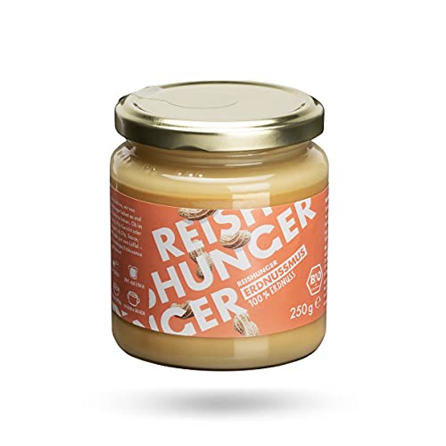 REISHUNGER BIO Erdnussmus, 1,5kg (6x250g) - Glutenfrei & Vegan - Cremiges Nussmus ohne Zuckerzusatz - aus 100% gerösteten Erdnüssen von Reishunger