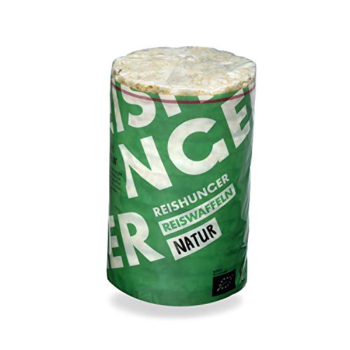 REISHUNGER BIO Reiswaffeln Natur aus Bio-Vollkorn Reis 12x100g - Veganer, Glutenfreier & Fettarmer Snack ohne Zusatz von Salz & Zucker von Reishunger