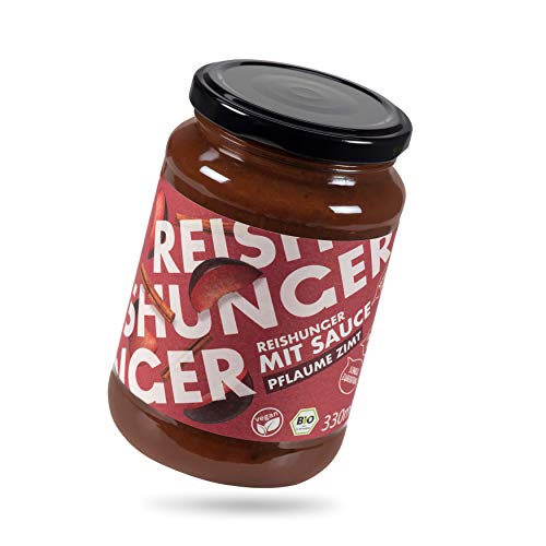 REISHUNGER BIO Sauce Pflaume Zimt, 3 Gläser - Vegan & Glutenfrei - Ideal zu Milchreis, Porridge & weiteren Süßspeisen von Reishunger