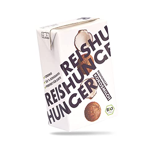 REISHUNGER Cremige BIO Kokosmilch - 24 x 250ml - Premium Qualität & frei von Zusätzen - Perfekt für asiatische Currys & cremige Suppen von Reishunger