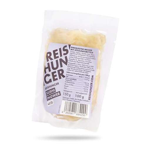 REISHUNGER Ingwer Weiß (24x100g) - eingelegter Sushi Ingwer in Weiß - erhältlich in 100g - 24x100g von Reishunger