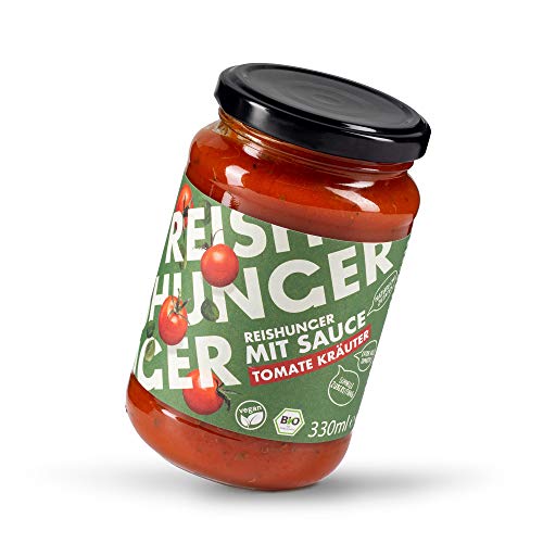 REISHUNGER BIO Sauce Tomate Kräuter, 3x330ml - Vegan & Glutenfrei - Mediterrane Fertigsauce - Ideal zu Reis, Pasta und anderen Gerichten von Reishunger