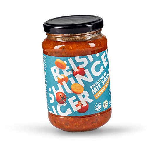 REISHUNGER BIO Sauce Veggie-Bolognese, 3x330 ml - Vegan & Glutenfrei - Mediterrane Fertigsauce - Ideal zu Reis, Pasta und anderen Gerichten von Reishunger