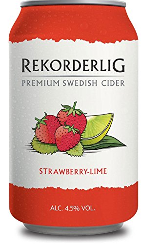 Rekorderlig - Cider - 24x0,33l Dosen in den brandneuen Sommerfarben | Set inkl. lukky24® Schlüsselanhänger für Einkaufswagenchip (Erdbeere-Limette 4,5% Vol) von Rekorderlig