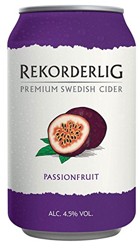 Rekorderlig - Cider - 24x0,33l Dosen in den brandneuen Sommerfarben | Set inkl. lukky24® Schlüsselanhänger für Einkaufswagenchip (Passionsfrucht 4,5% Vol) von Rekorderlig