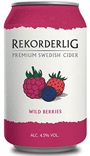 Rekorderlig - Cider - 24x0,33l Dosen in den brandneuen Sommerfarben | Set inkl. lukky24® Schlüsselanhänger für Einkaufswagenchip (Waldbeere 4,5% Vol) von Rekorderlig