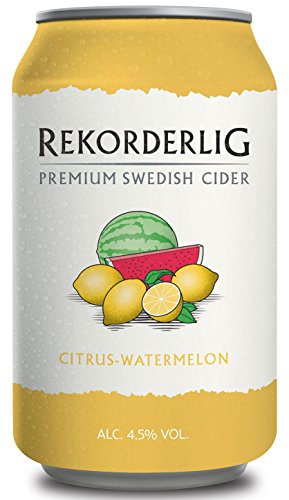 Rekorderlig - Cider - 24x0,33l Dosen in den brandneuen Sommerfarben | Set inkl. lukky24® Schlüsselanhänger für Einkaufswagenchip (Zitrone-Wassermelone 4,5% Vol) von Rekorderlig