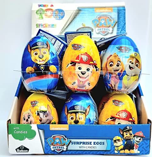Paw Patrol Überraschungseier aus Kunststoff, Multipack mit Jelly Beans, Aufklebern und Spielzeug, 24 Ü-eier (24 x 10 g) von Relkon